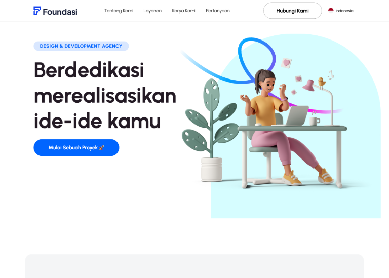 Foundasi Agency website design showcasing brand identity