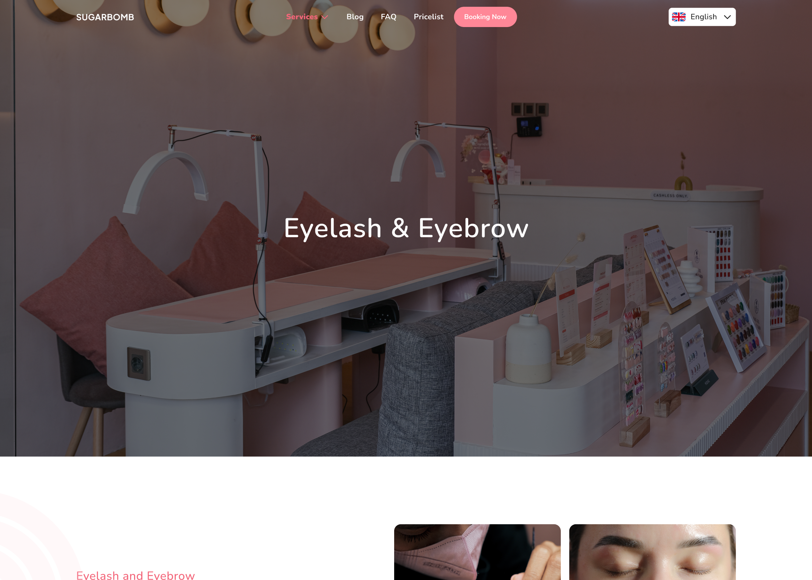 SUGARBOMB Eyelash & Eyebrow salon website design
