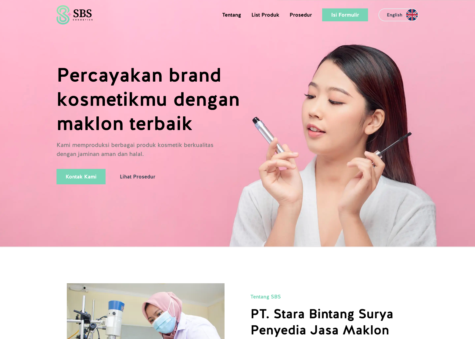 SBS Cosmetics website design for makeup products